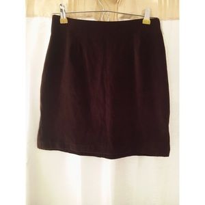 Brown suede type fabric skirt
